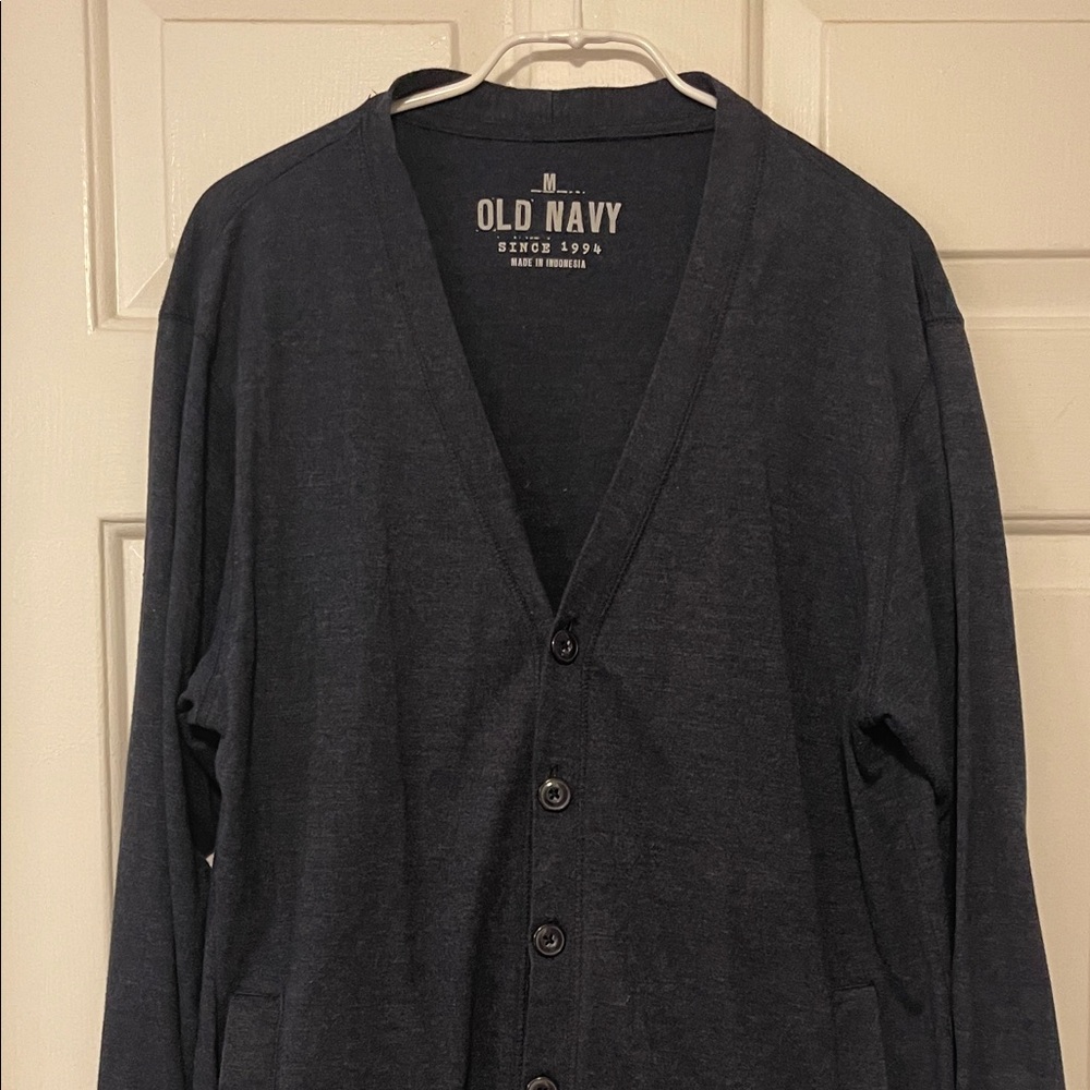 Navy Cardigan with Pockets- Medium